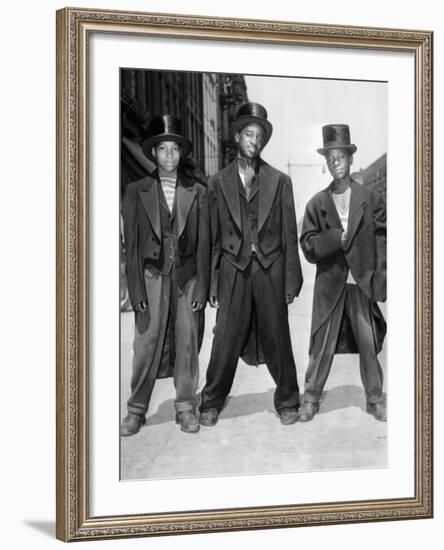 The African American Teenagers with Tuxedos and Top Hats During the August 1943 Riots in Harlem-null-Framed Photo