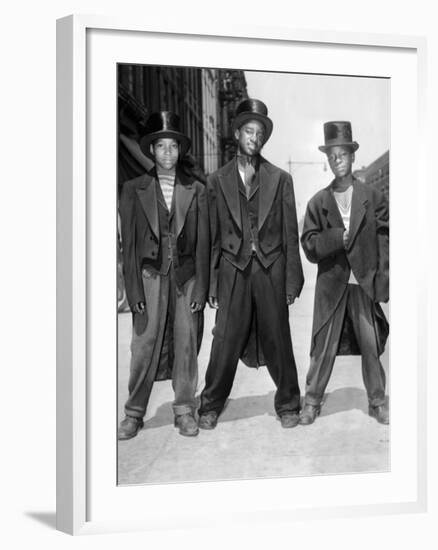 The African American Teenagers with Tuxedos and Top Hats During the August 1943 Riots in Harlem-null-Framed Photo