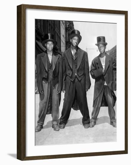 The African American Teenagers with Tuxedos and Top Hats During the August 1943 Riots in Harlem-null-Framed Photo