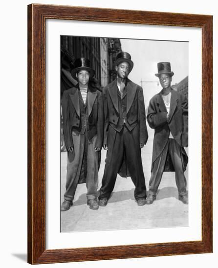 The African American Teenagers with Tuxedos and Top Hats During the August 1943 Riots in Harlem-null-Framed Photo