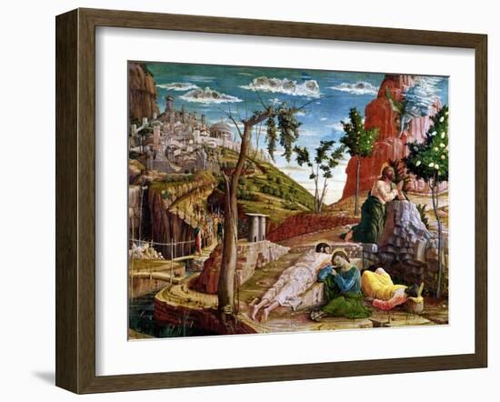 The Agony in the Garden, Left Hand Predella Panel from the Altarpiece of St. Zeno of Verona 1456-60-Andrea Mantegna-Framed Giclee Print