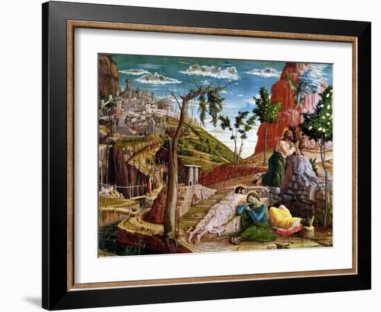 The Agony in the Garden, Left Hand Predella Panel from the Altarpiece of St. Zeno of Verona 1456-60-Andrea Mantegna-Framed Giclee Print