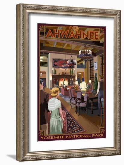 The Ahwahnee Lobby - Yosemite National Park, California-Lantern Press-Framed Art Print