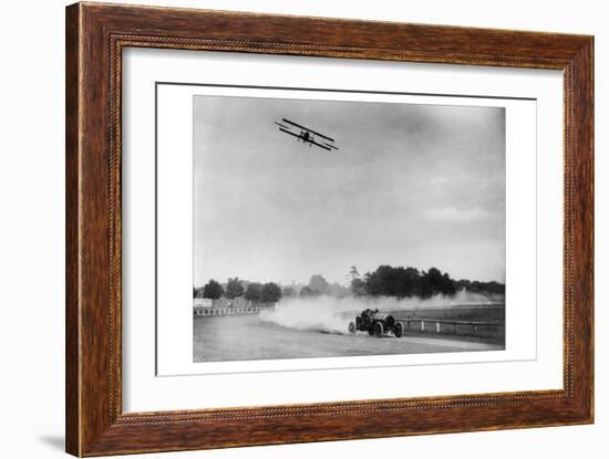 The Airplane Races the Automobile-null-Framed Premium Giclee Print