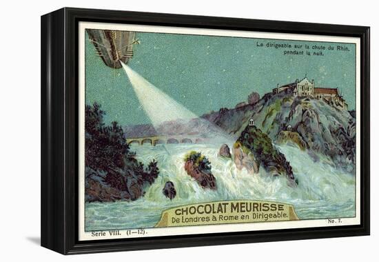 The Airship over the Rhine Falls During the Night-null-Framed Premier Image Canvas