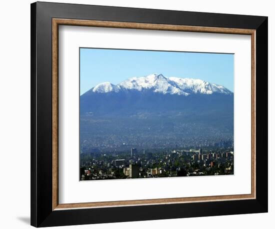 The Ajusco Mountain is Seen Behind Mexico City-null-Framed Premium Photographic Print