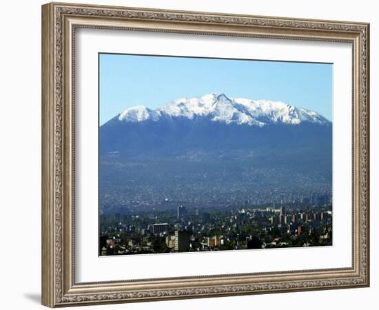 The Ajusco Mountain is Seen Behind Mexico City-null-Framed Photographic Print