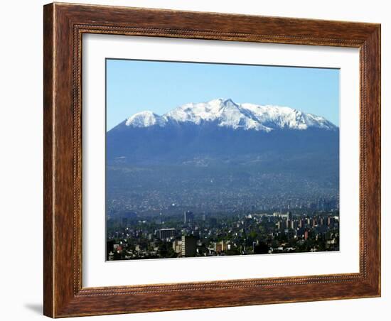 The Ajusco Mountain is Seen Behind Mexico City-null-Framed Photographic Print