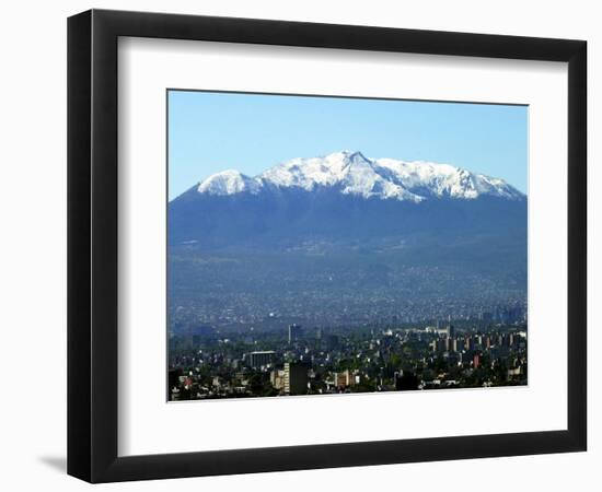 The Ajusco Mountain is Seen Behind Mexico City-null-Framed Photographic Print