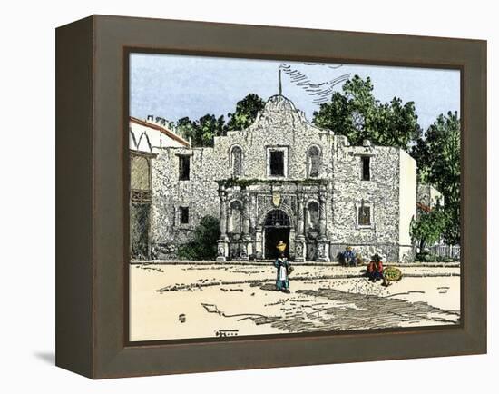 The Alamo in San Antonio, Texas, 1800s-null-Framed Premier Image Canvas