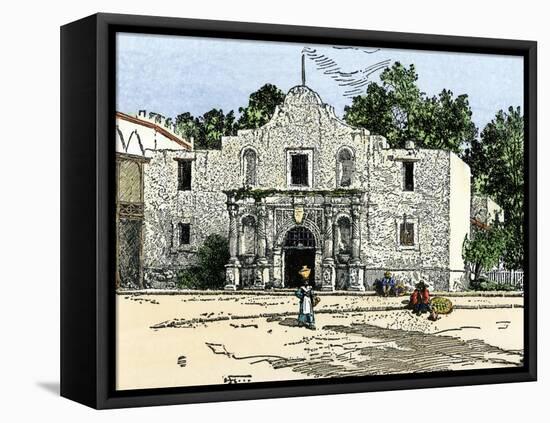 The Alamo in San Antonio, Texas, 1800s-null-Framed Premier Image Canvas