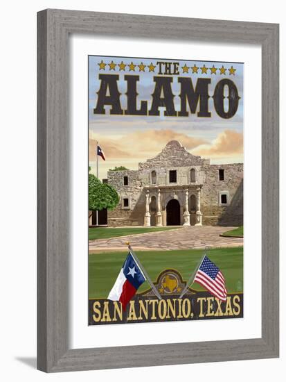 The Alamo Morning Scene - San Antonio, Texas-Lantern Press-Framed Art Print