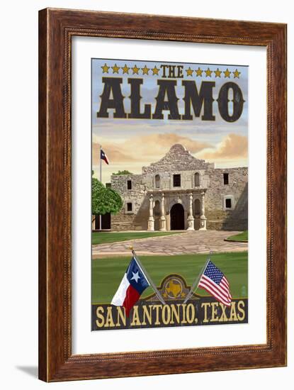 The Alamo Morning Scene - San Antonio, Texas-Lantern Press-Framed Art Print