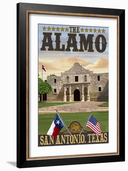 The Alamo Morning Scene - San Antonio, Texas-Lantern Press-Framed Art Print