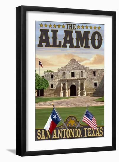 The Alamo Morning Scene - San Antonio, Texas-Lantern Press-Framed Art Print