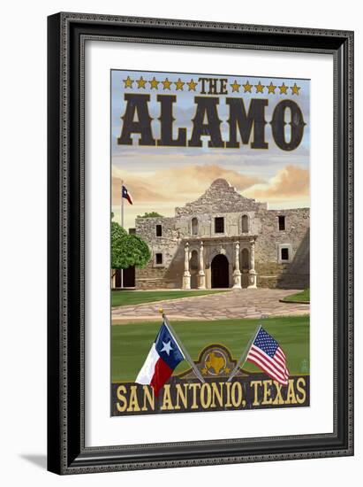 The Alamo Morning Scene - San Antonio, Texas-Lantern Press-Framed Art Print