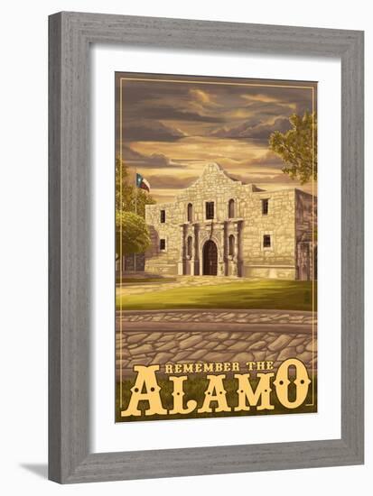 The Alamo Sunset - San Antonio, Texas-Lantern Press-Framed Art Print