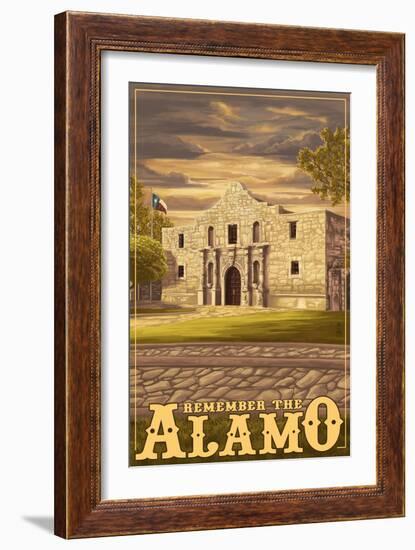 The Alamo Sunset - San Antonio, Texas-Lantern Press-Framed Art Print