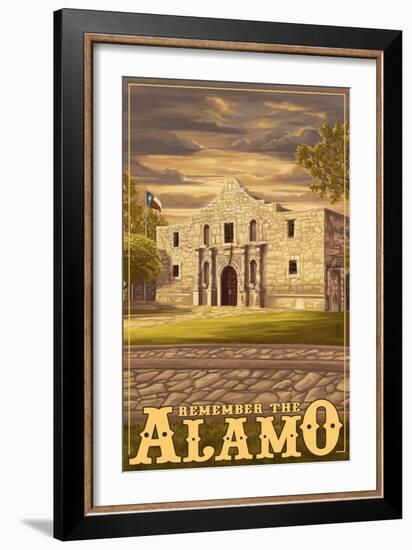 The Alamo Sunset - San Antonio, Texas-Lantern Press-Framed Art Print