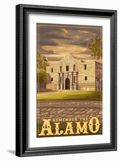 The Alamo Sunset - San Antonio, Texas-Lantern Press-Framed Art Print