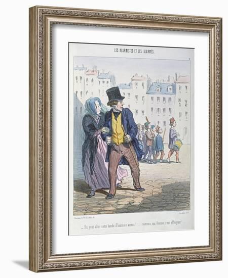 The Alarmists and the Alarmed, 1848-Honore Daumier-Framed Giclee Print