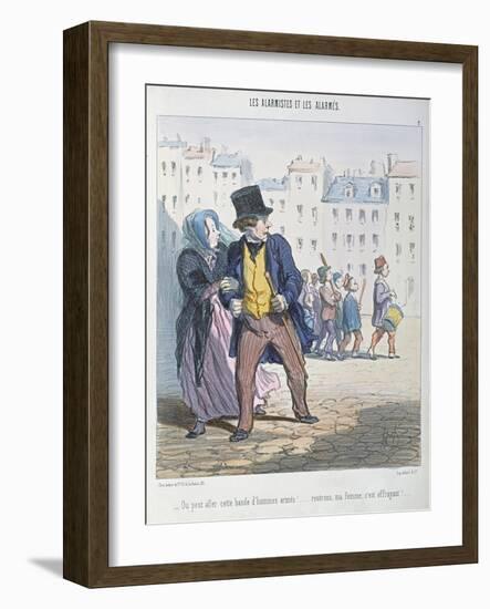 The Alarmists and the Alarmed, 1848-Honore Daumier-Framed Giclee Print