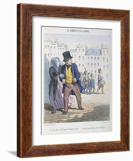 The Alarmists and the Alarmed, 1848-Honore Daumier-Framed Giclee Print