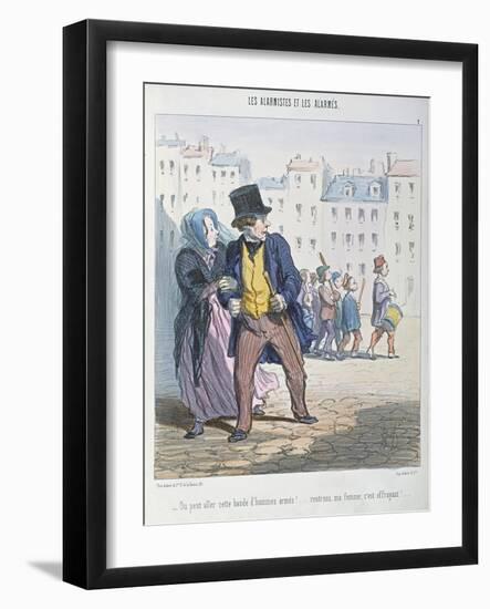 The Alarmists and the Alarmed, 1848-Honore Daumier-Framed Giclee Print