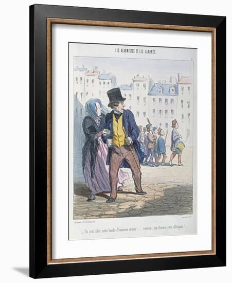 The Alarmists and the Alarmed, 1848-Honore Daumier-Framed Giclee Print