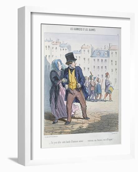 The Alarmists and the Alarmed, 1848-Honore Daumier-Framed Giclee Print