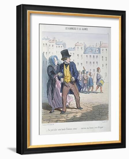 The Alarmists and the Alarmed, 1848-Honore Daumier-Framed Giclee Print