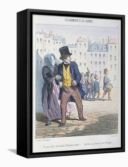 The Alarmists and the Alarmed, 1848-Honore Daumier-Framed Premier Image Canvas