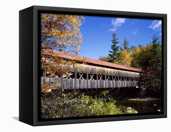 The Albany Covered Bridge Across a River, New England, USA-Roy Rainford-Framed Premier Image Canvas