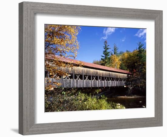 The Albany Covered Bridge Across a River, New England, USA-Roy Rainford-Framed Photographic Print