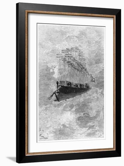 The Albatross, Illustration from "Robur Le Conquerant" by Jules Verne Paris, Hetzel, 1886-L Bennet-Framed Giclee Print