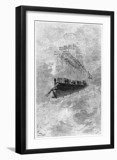 The Albatross, Illustration from "Robur Le Conquerant" by Jules Verne Paris, Hetzel, 1886-L Bennet-Framed Giclee Print