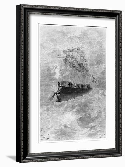 The Albatross, Illustration from "Robur Le Conquerant" by Jules Verne Paris, Hetzel, 1886-L Bennet-Framed Giclee Print