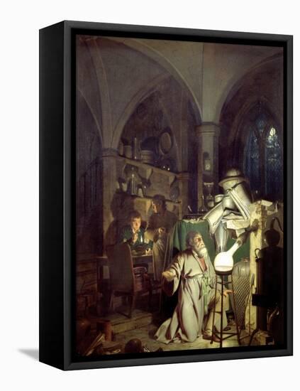 The Alchemist Discovering Phosphorus-Joseph Wright of Derby-Framed Stretched Canvas