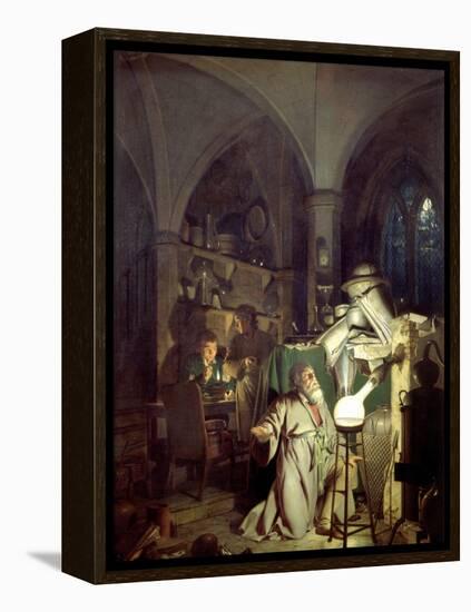 The Alchemist Discovering Phosphorus-Joseph Wright of Derby-Framed Stretched Canvas