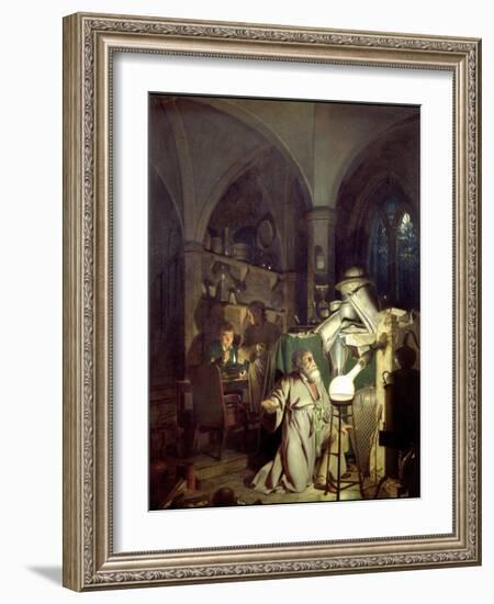 The Alchemist Discovering Phosphorus-Joseph Wright of Derby-Framed Art Print