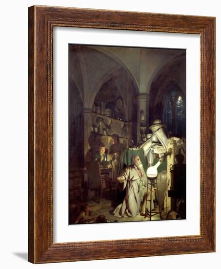 The Alchemist Discovering Phosphorus-Joseph Wright of Derby-Framed Art Print