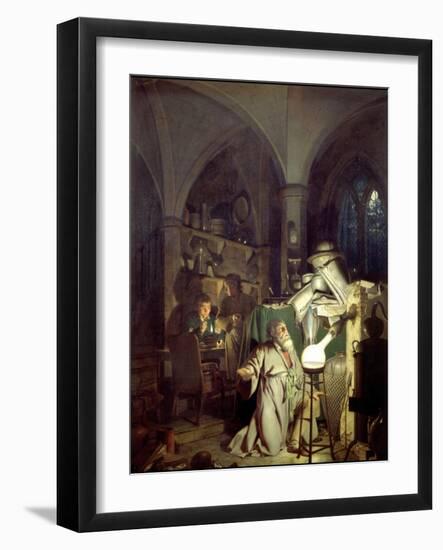 The Alchemist Discovering Phosphorus-Joseph Wright of Derby-Framed Art Print