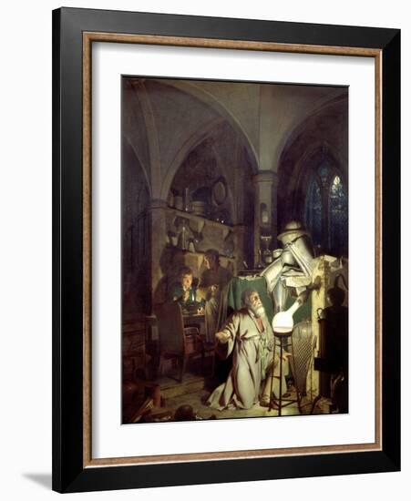 The Alchemist Discovering Phosphorus-Joseph Wright of Derby-Framed Art Print