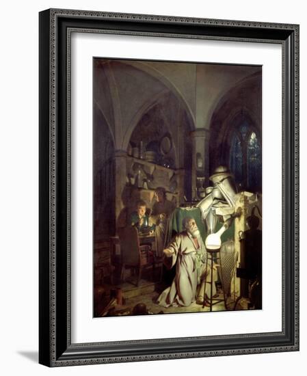 The Alchemist Discovering Phosphorus-Joseph Wright of Derby-Framed Art Print