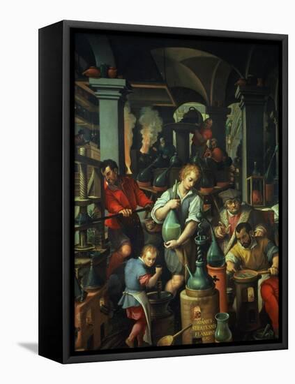 The Alchemist's Workshop, 1570-Jan van der Straet-Framed Premier Image Canvas