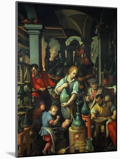 The Alchemist's Workshop, 1570-Jan van der Straet-Mounted Giclee Print