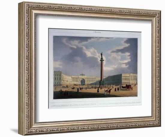 The Alexander Column. View from the Main Army Headquarters, 1840S-Louis Jules Arnout-Framed Giclee Print