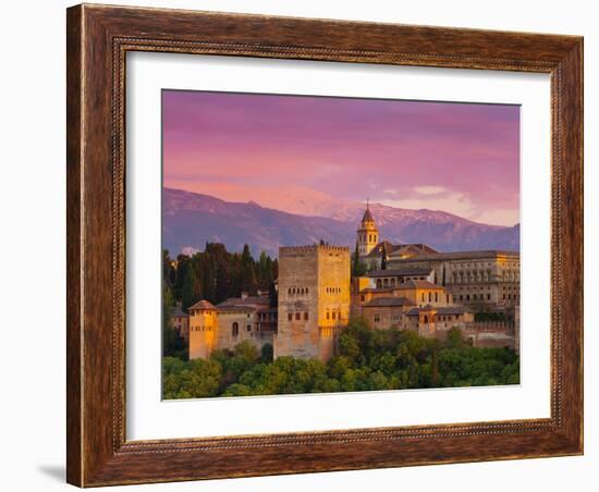 The Alhambra Palace at Sunset, Granada, Granada Province, Andalucia, Spain-Doug Pearson-Framed Premium Photographic Print