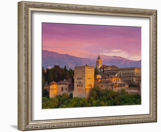 The Alhambra Palace at Sunset, Granada, Granada Province, Andalucia, Spain-Doug Pearson-Framed Photographic Print