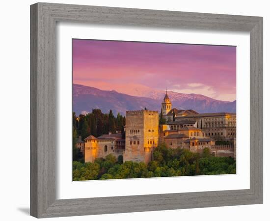 The Alhambra Palace at Sunset, Granada, Granada Province, Andalucia, Spain-Doug Pearson-Framed Photographic Print